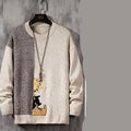 Fleece lined thickened polyester knitwear sweater in 1241 black, leisure style, front view