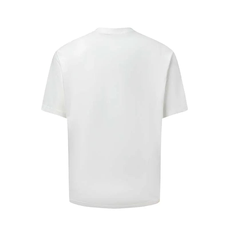 Men's blue American Retro style T-shirt with white letter print design