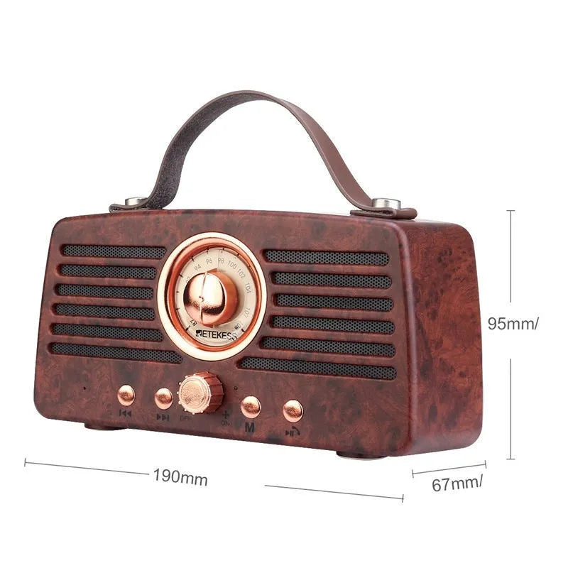 Stereo dual channel rechargeable radio for elderly with USB port and manual tuning dial in compact size