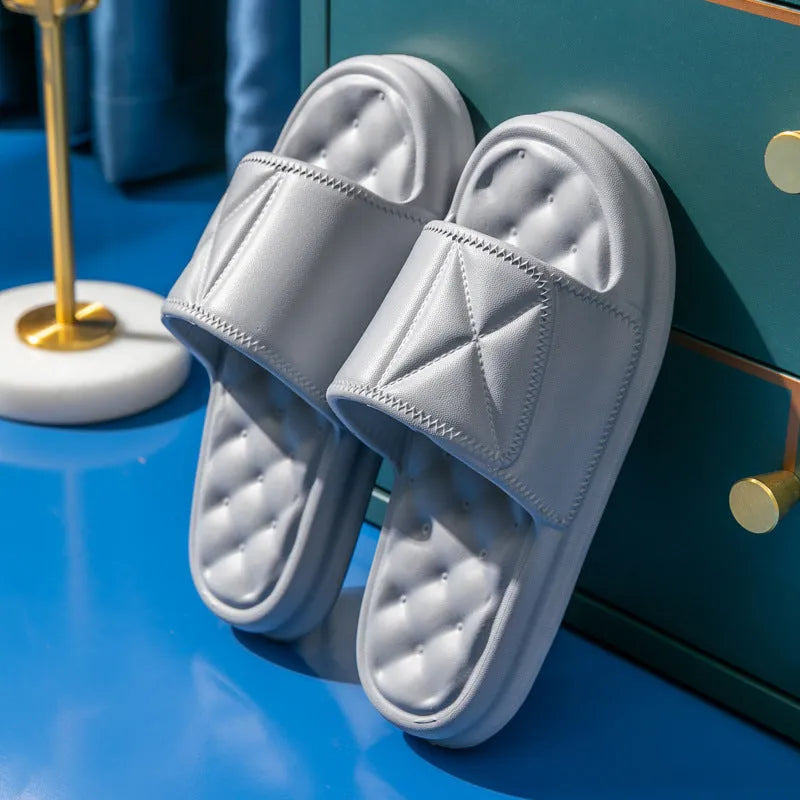 Non-slip bathroom slippers with thick EVA sole in multiple colours