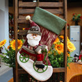 Cloth Christmas socks in sequined style showing bottom width 12cm and height 16cm