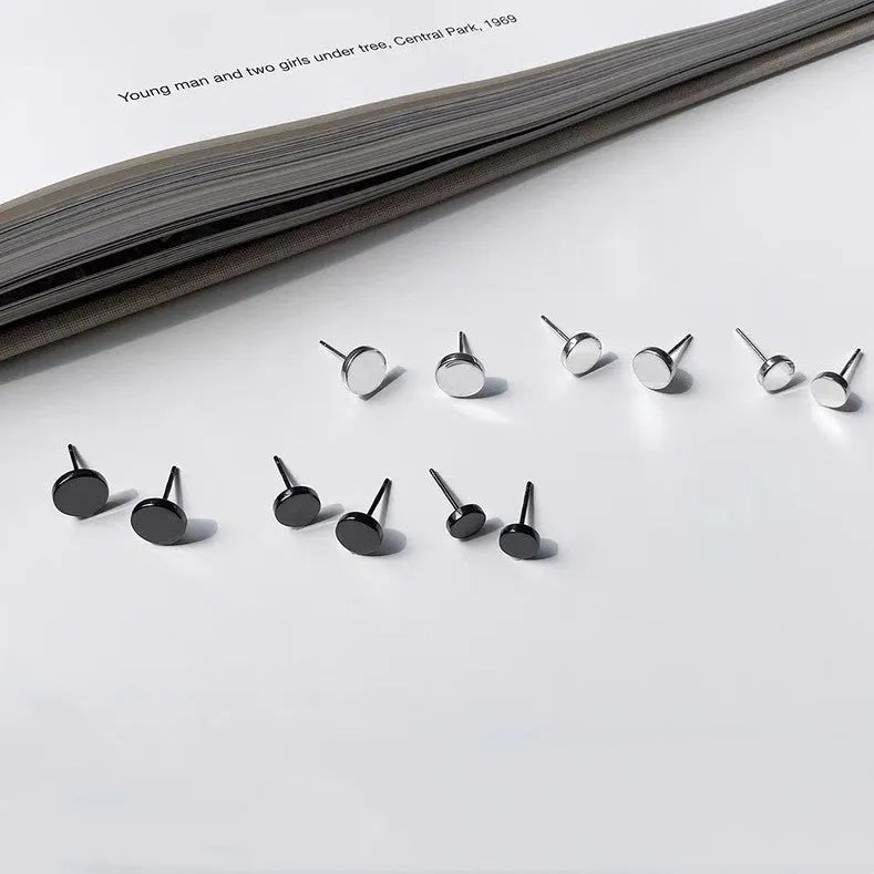Sterling silver S999 flat ear bone studs in silver and black electroplated finishes
