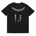 Men's black t-shirt with 3D digital printing design, round neck and short sleeves
