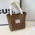 Japanese style corduroy bag in dark brown with large capacity and fresh sweet design