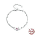 Sweet girlish style 925 sterling silver bracelet with a small heart-shaped pendant on an adjustable chain.