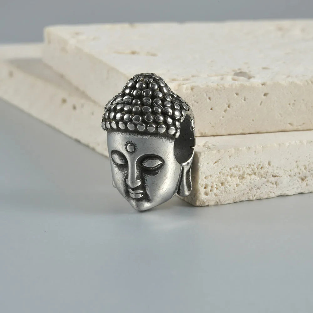 Stainless steel hollow skull Buddha geometric earrings with hip hop style