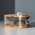 White transparent diamond pattern PVC tunnel and corrugated board cat scratch nest