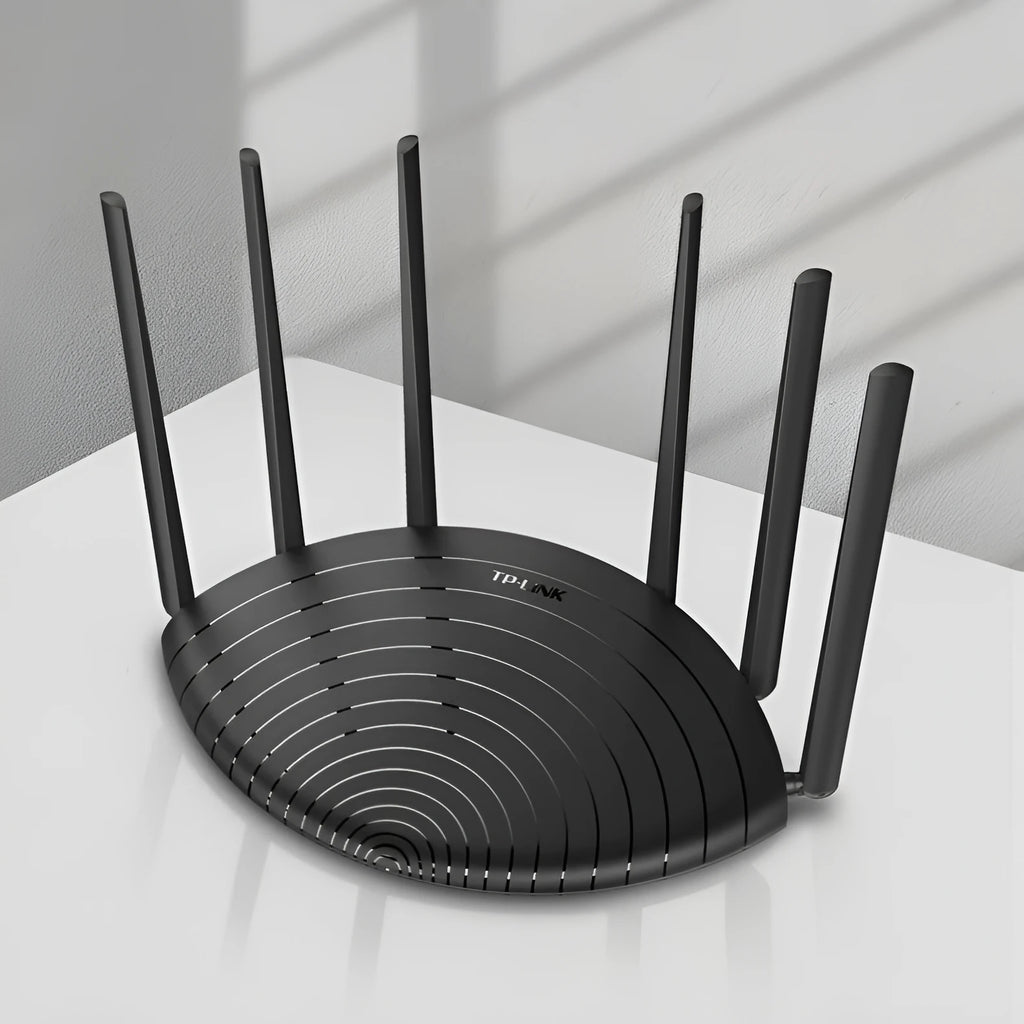 TP-Link TL-WDR7661 AC1900 Gigabit Edition wireless home router with compact black design.