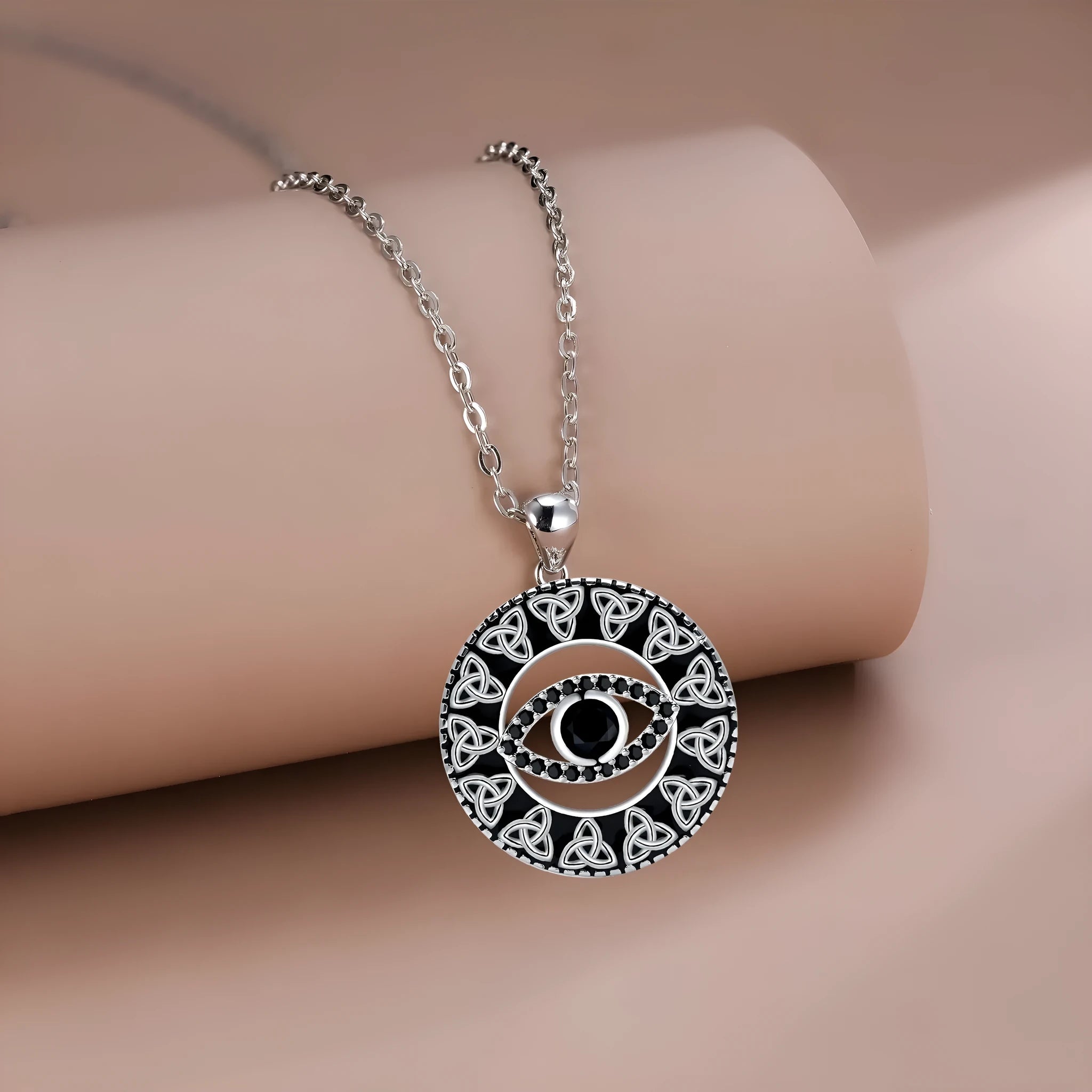 Copper Devil's Eye necklace with cross chain for women's jewellery