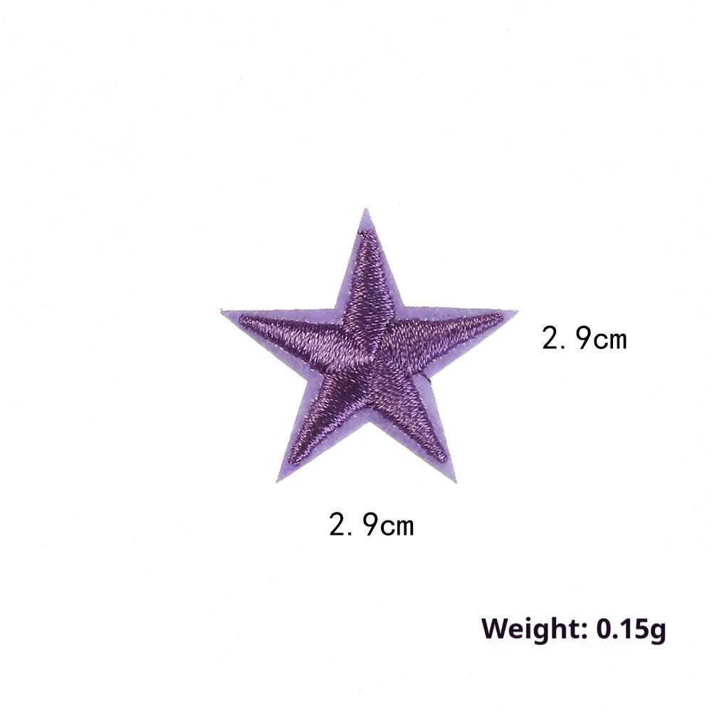 Colourful five-pointed star cloth embroidery labels for DIY clothing decoration.