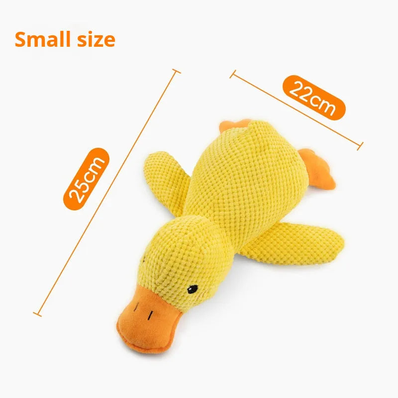 Yellow pet plush duck toy with squeaker for dogs, three sizes available L M S