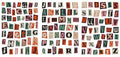 Set of printed cute-style stickers showing English letters A, B, C, D, E, numbers, symbols, and weekly words on a sheet.