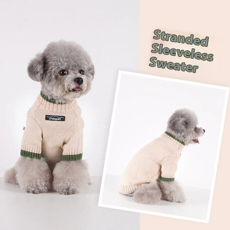 Two-colour pet sweater for dogs and cats in British style wool design