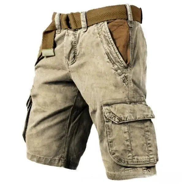 3D digital print loose trendy men's shorts in polyester cotton blend, casual summer shorts, front view