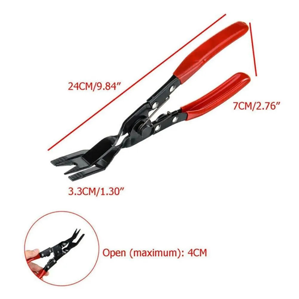 Blue car door panel removal pliers with forged steel construction, 235mm long
