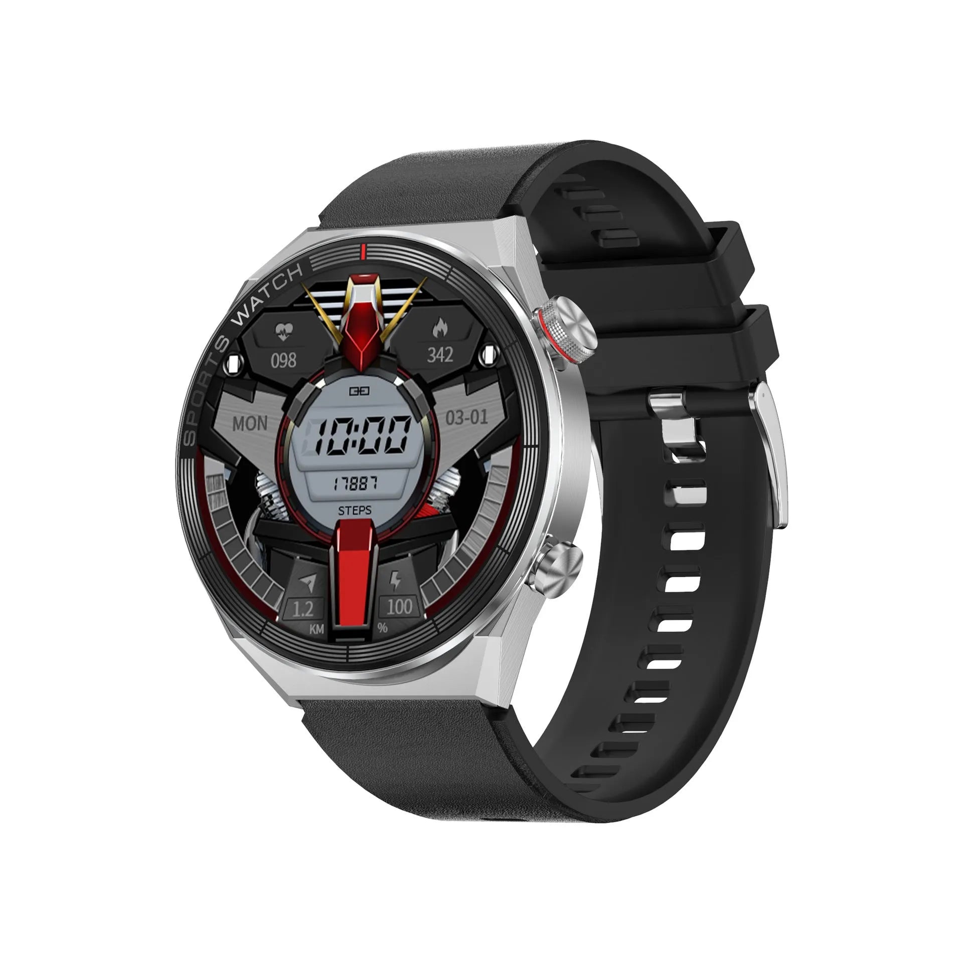 46mm Bluetooth smart watch with 1.5 inch HD screen showing interface display on wrist