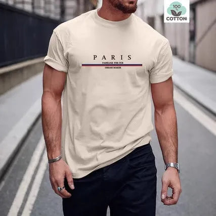 Men's heavyweight cotton short-sleeved t-shirt with letter printing in loose casual fit