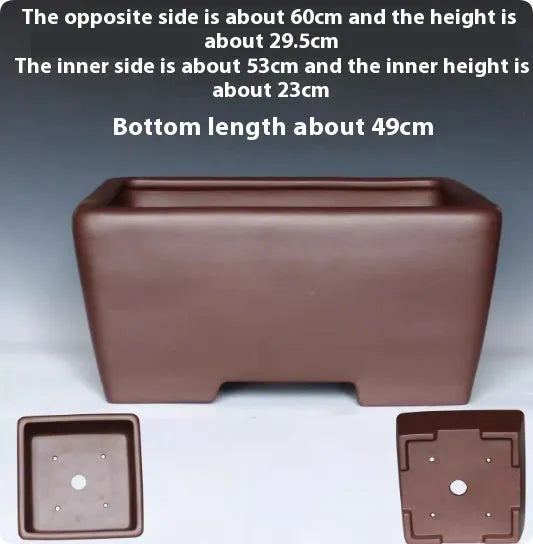 Square purple clay bonsai pot in classical style for succulent plants