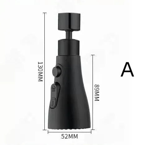 Universal pressurised kitchen faucet sprayer nozzle with rotating head in matte black finish
