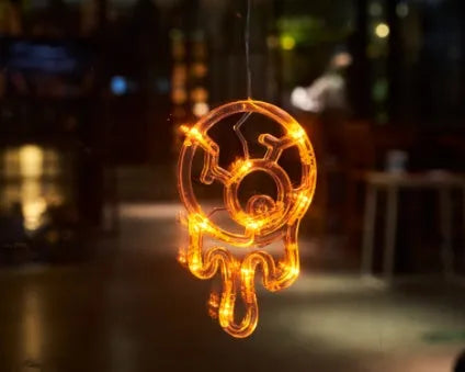 Halloween window hanging LED lights set with spider, pumpkin and ghost designs