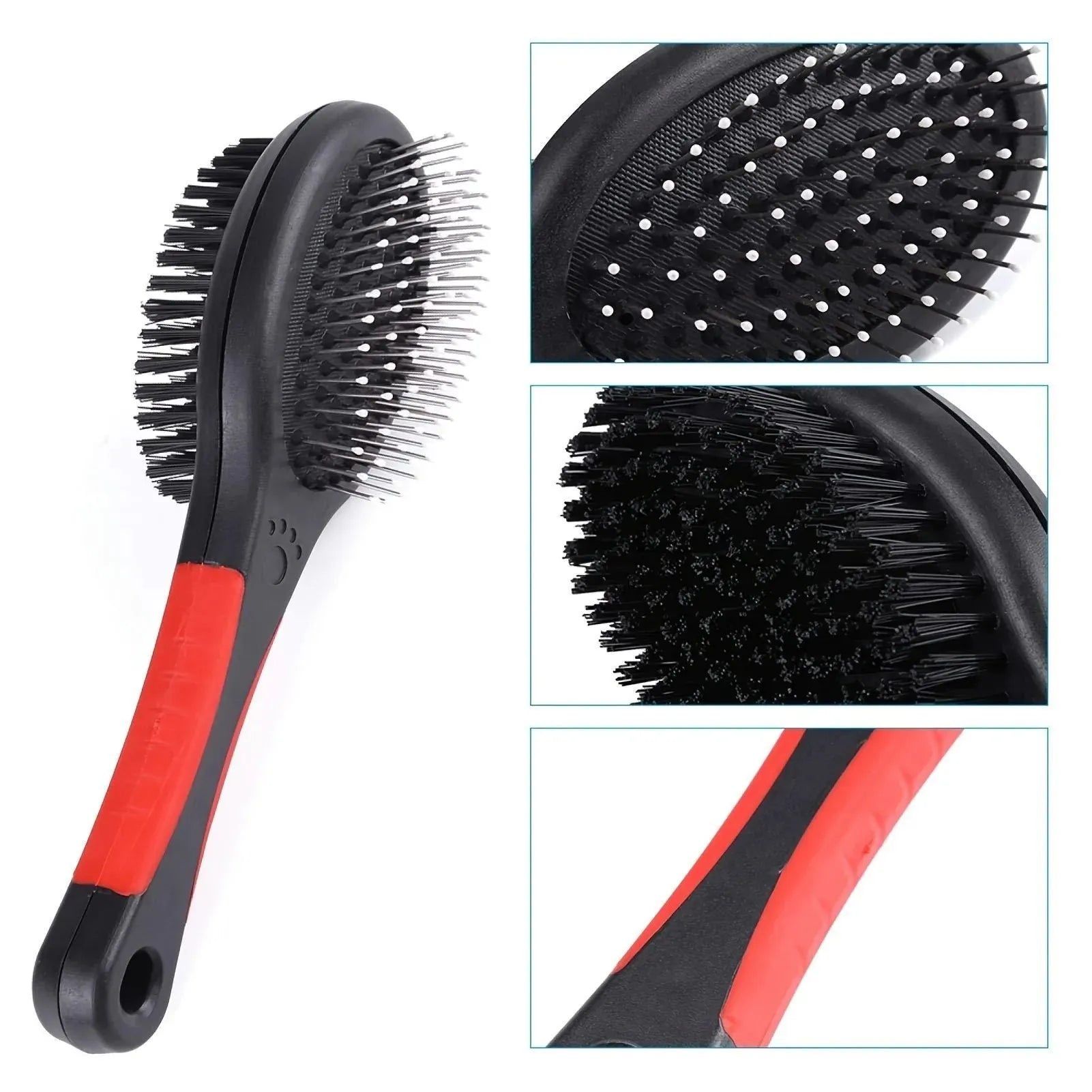 2-in-1 double sided pet grooming comb for dogs and cats with plastic handle and metal pins