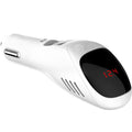 White car USB charger with negative ion air purifier measuring 103mm with dual charging ports