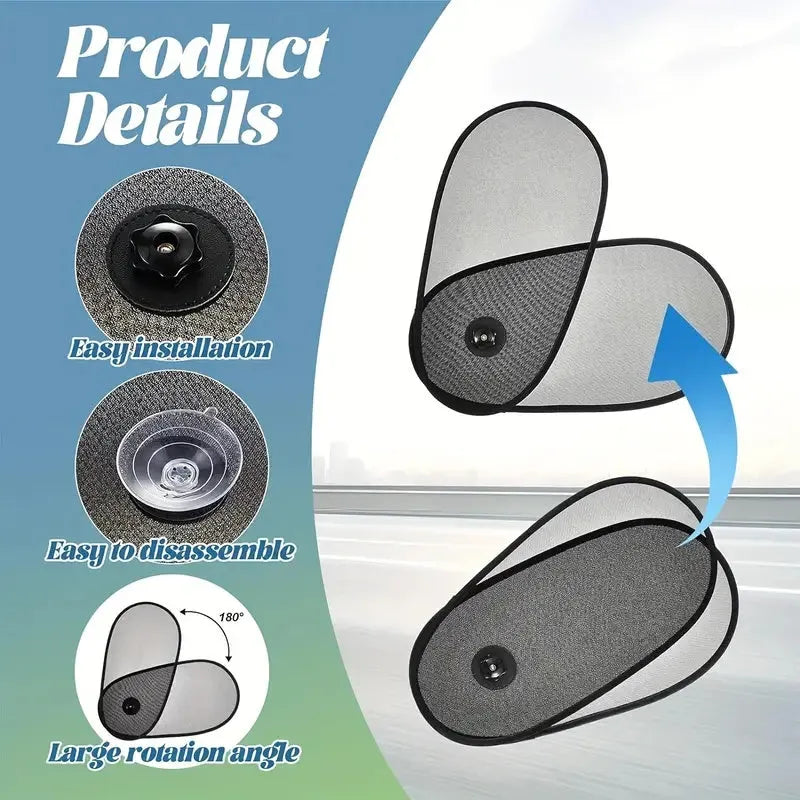 Breathable adjustable car side window sunshade with suction cups for baby sun protection