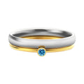 December birthstone ring with geometric engraving on titanium steel band