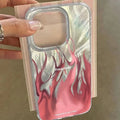 Silicone all-inclusive phone case for Apple iPhone with seven-colour flame design in blue flame colour