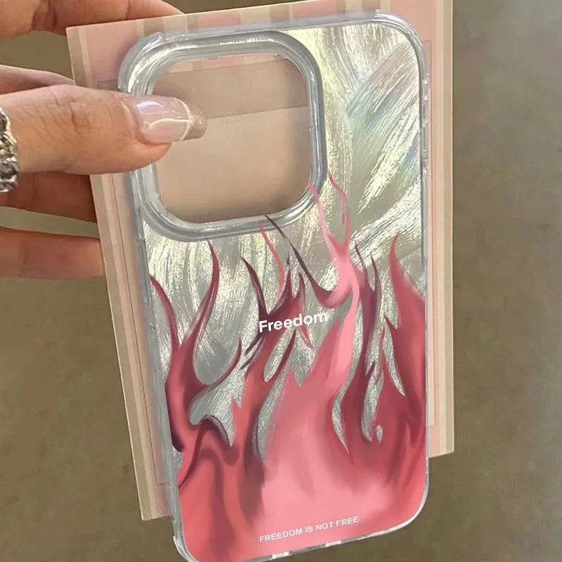 Silicone all-inclusive phone case for Apple iPhone with seven-colour flame design in blue flame colour