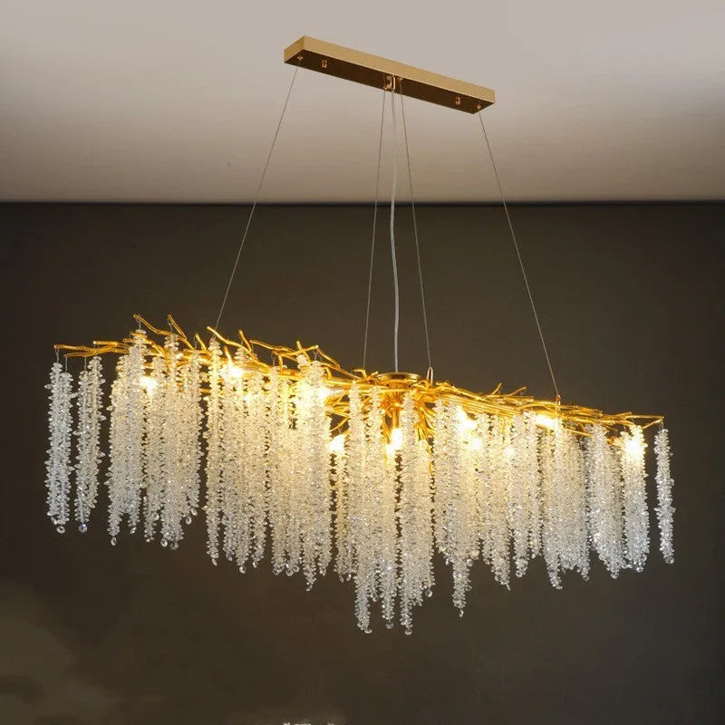Crystal chandelier ceiling light with adjustable height aluminium alloy body