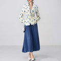 Suit jacket with lace-up collar and waist tie in polyester fabric with long sleeves