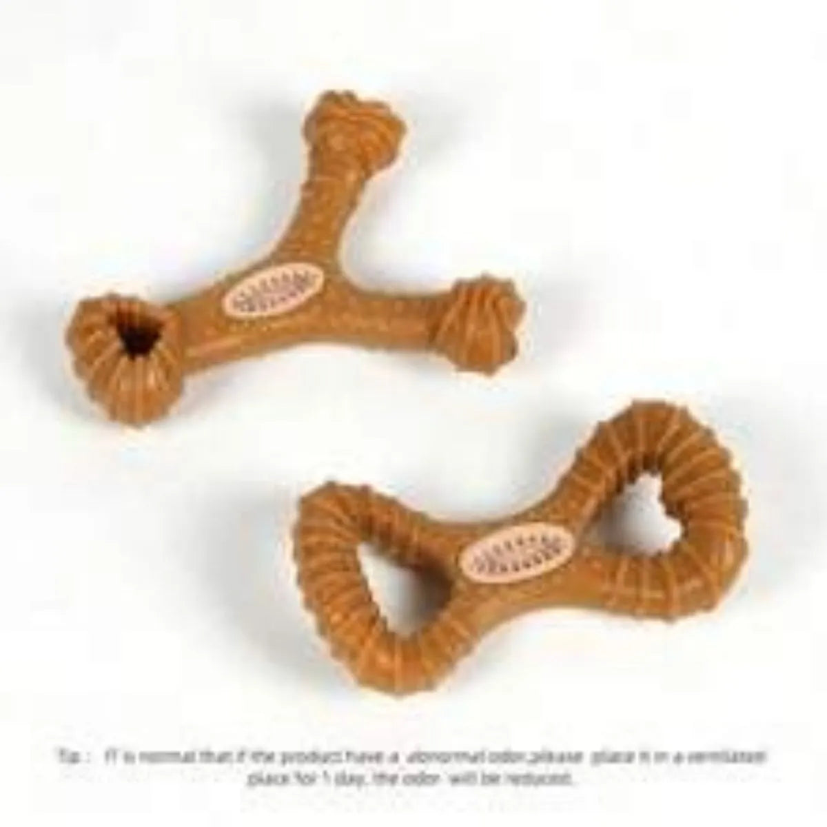 Durable rubber dog chew toy bone for dental cleaning and interactive play