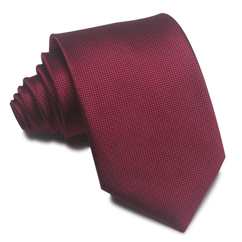 8cm wide red black and blue striped polyester jacquard business tie for men