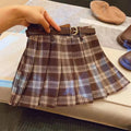 Children's plaid pleated skirt in A-line style with cotton-blend fabric