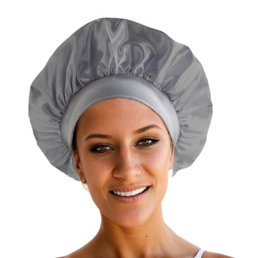Wide-brimmed high elastic polyester headscarf for women, knitted tie-dye design, flat top crown, breathable sun protection cap
