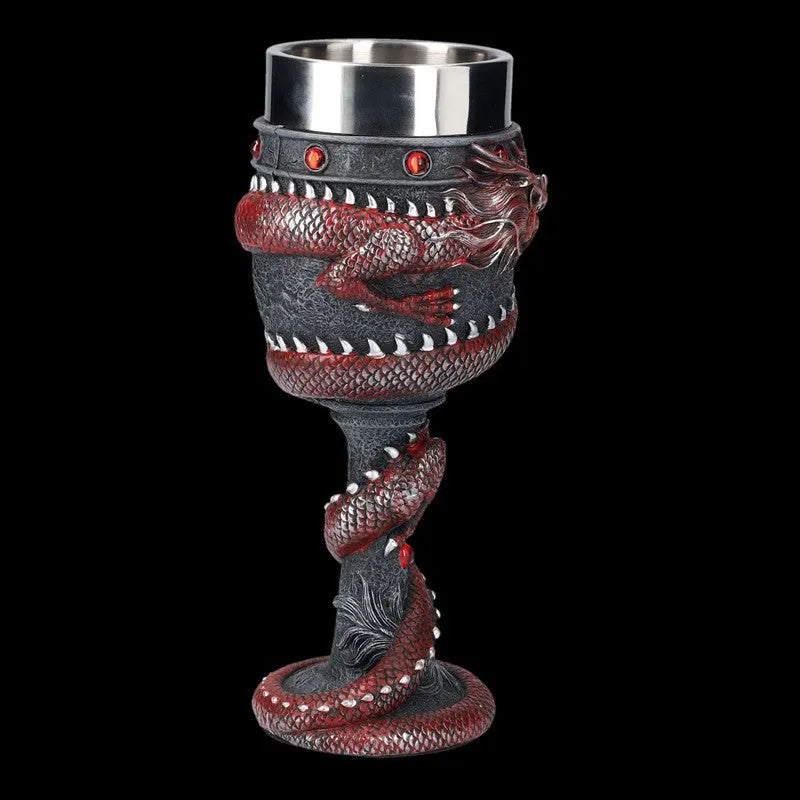 Chinese dragon design 3D stainless steel red wine glass with 200ml capacity in gold colour