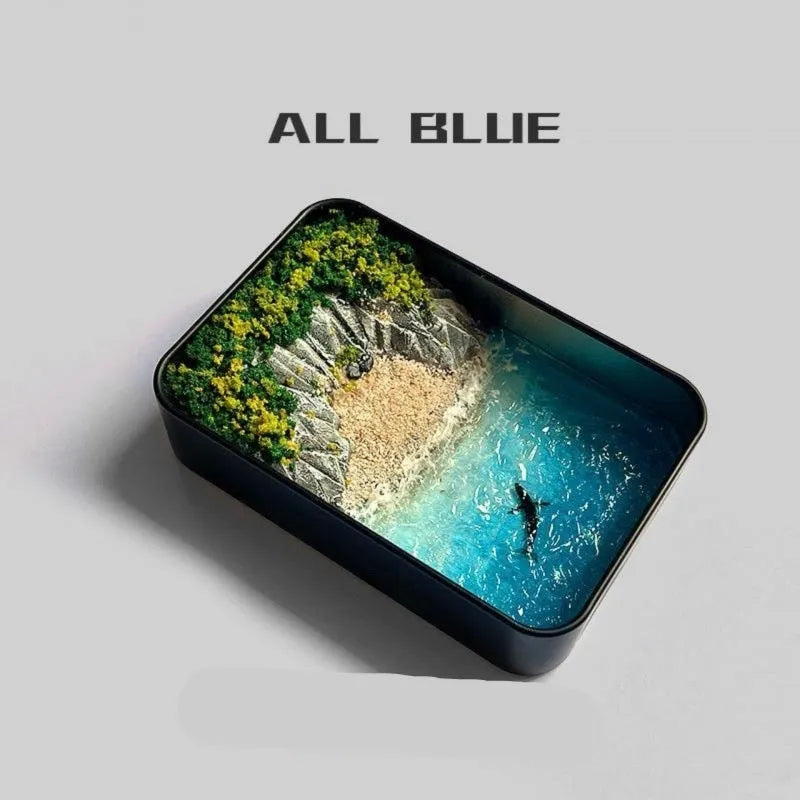 DIY marine landscape handmade ornament with bamboo peninsula iron box design