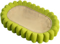 Green oval sisal cat scratching pad that also serves as a cat bed.