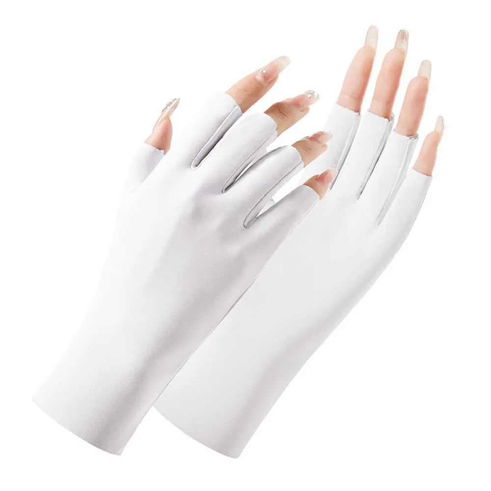 Women's thin sunscreen ice silk gloves with UPF50+ protection in multiple colour options