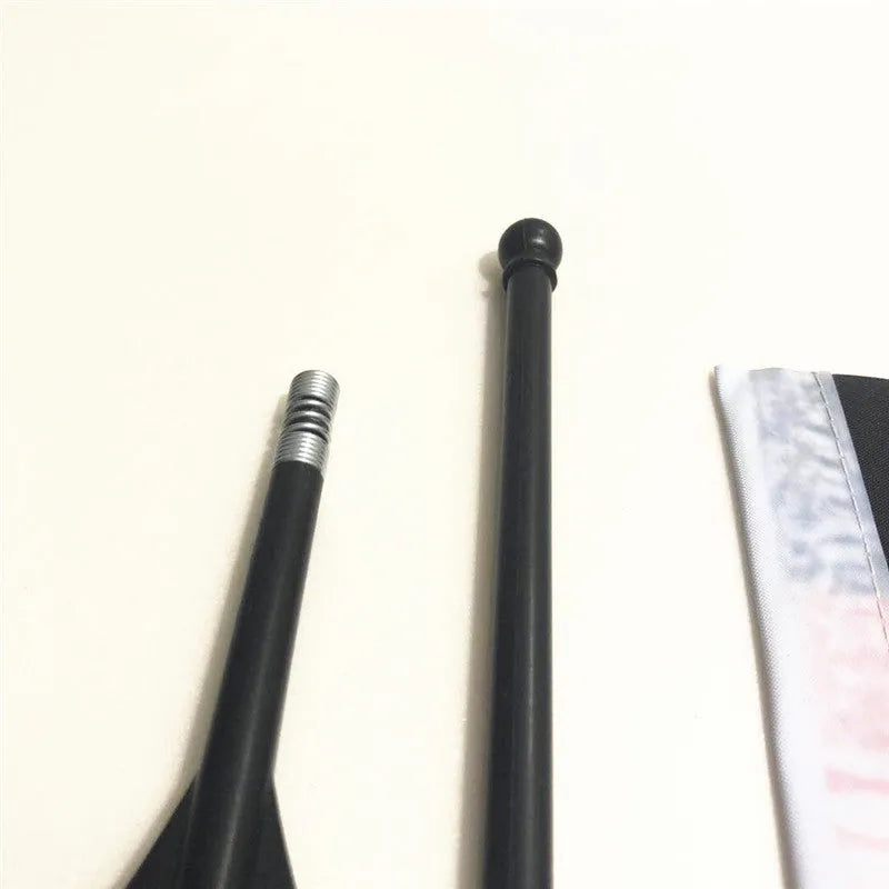 Plastic handlebar flagpole with square polyester fabric flag attached for cycling or promotional use
