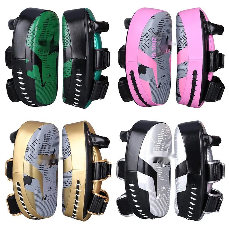 Vertical PU camouflage kick pad for taekwondo and boxing training, shown on floor