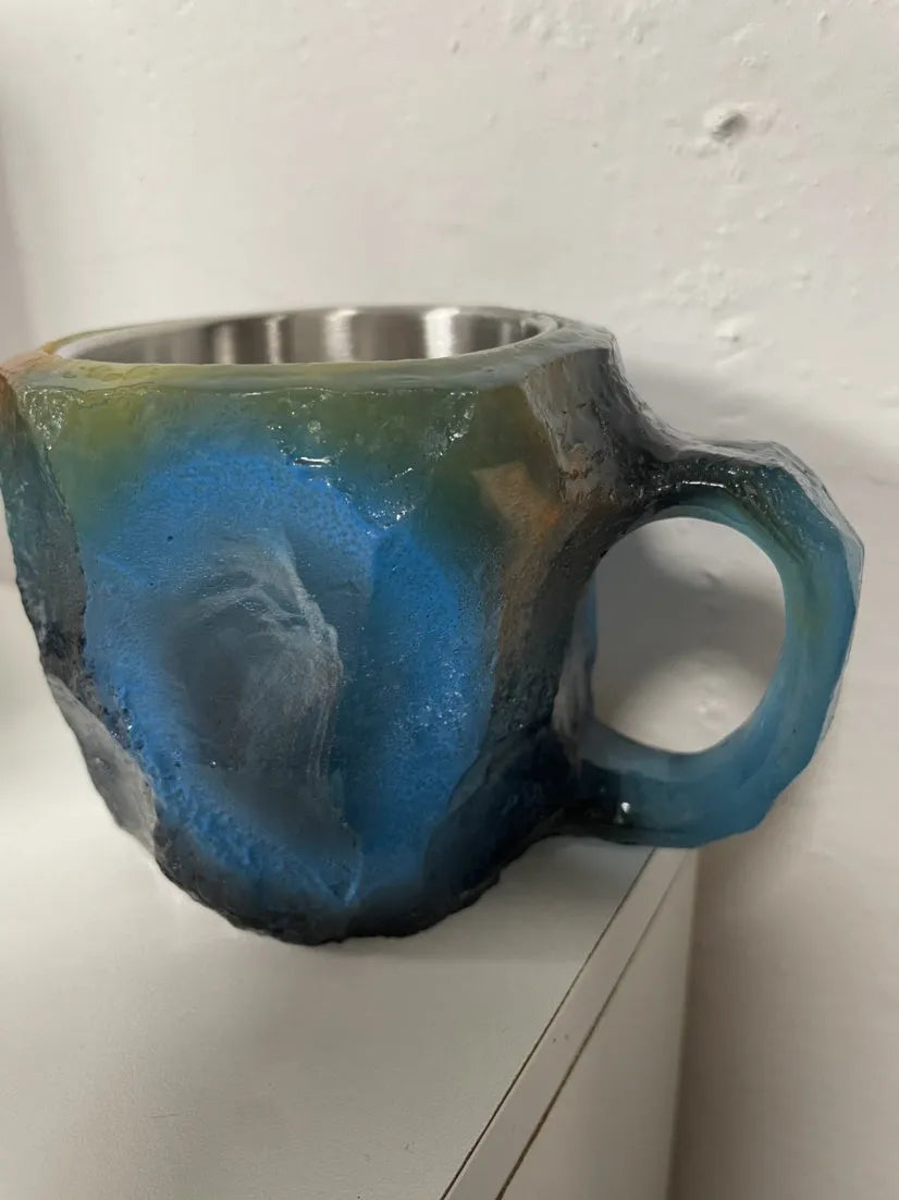 400ml resin mineral crystal coffee mug with handle in multiple colour options