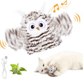 Gray owl-shaped automatic cat toy with flapping wings for indoor feline entertainment