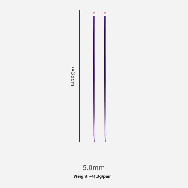 Lengthened crochet hook set with protective caps showing 14 different sizes from 2.0mm to 10.0mm